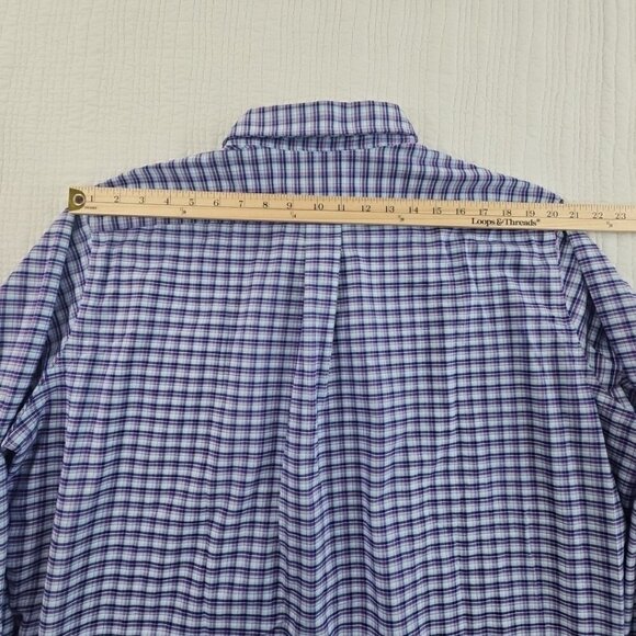 Dockers Battery Street Shirt Men XXL Blue Check Oxford Classic Fit Stretch EUC - Picture 11 of 15